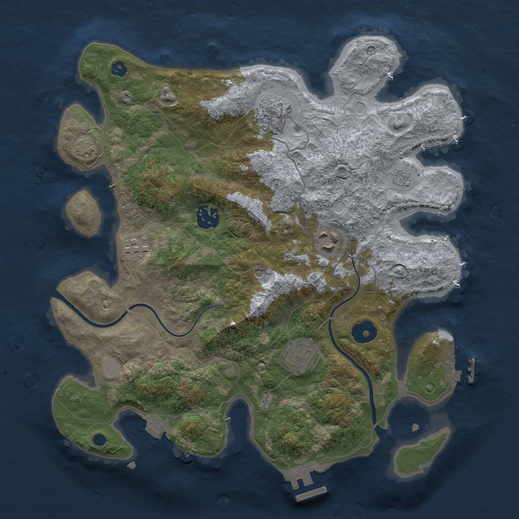 Rust Map: Procedural Map, Size: 3300, Seed: 635504456, 11 Monuments