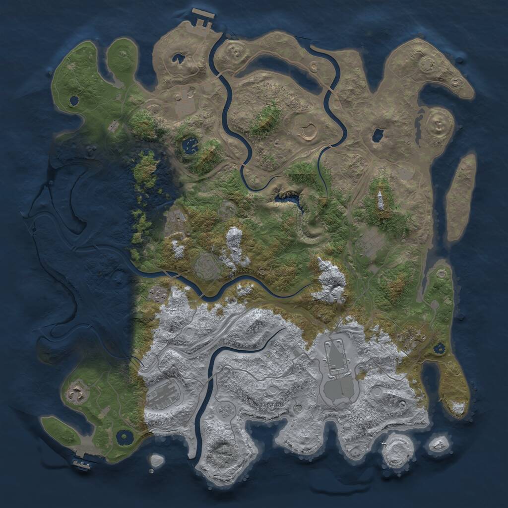 Rust Map: Procedural Map, Size: 4500, Seed: 37475, 17 Monuments