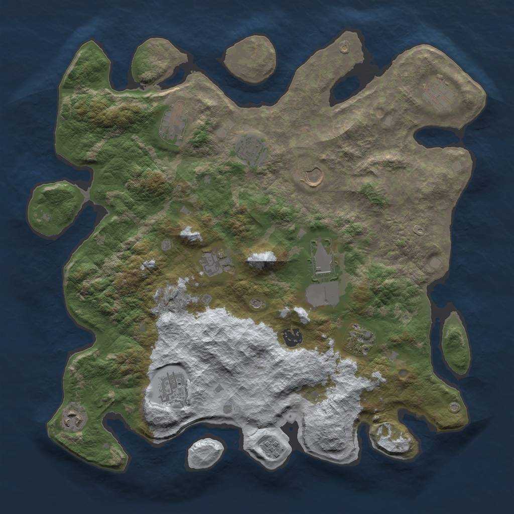 Rust Map: Barren, Size: 4000, Seed: 1595480717, 14 Monuments