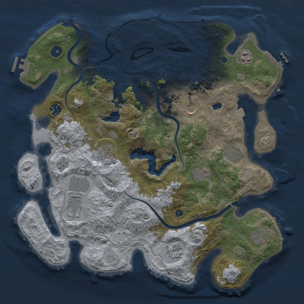 Rust Map: Procedural Map, Size: 4000, Seed: 124261245, 16 Monuments