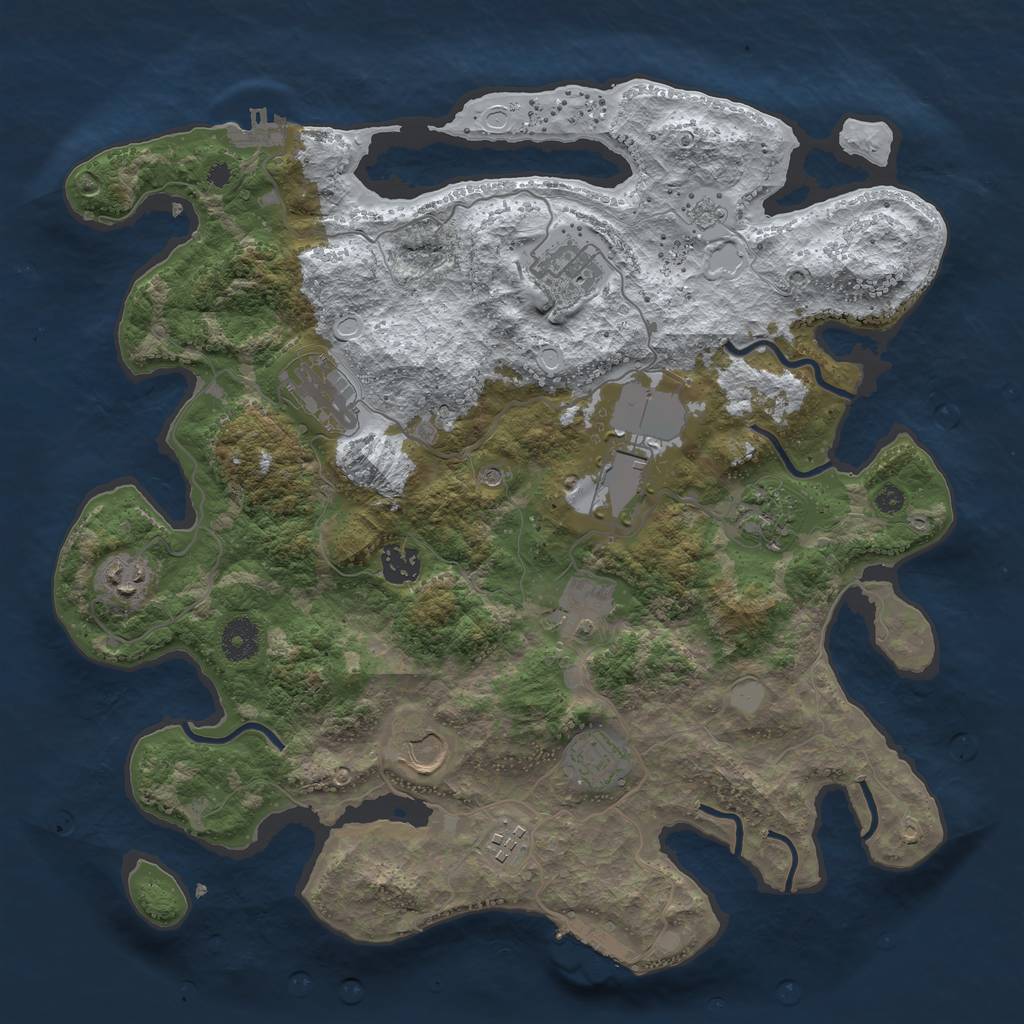 Rust Map: Procedural Map, Size: 3750, Seed: 690380307, 19 Monuments
