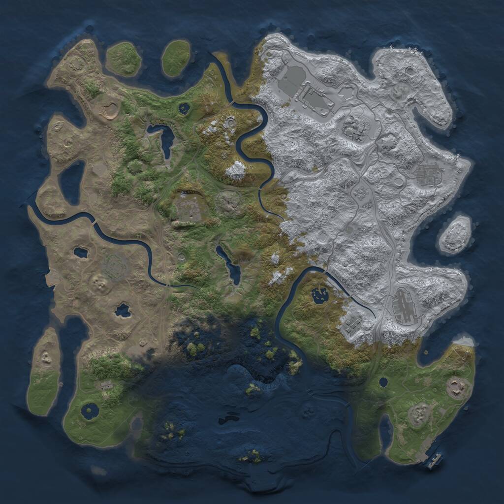 Rust Map: Procedural Map, Size: 4500, Seed: 930549936, 17 Monuments