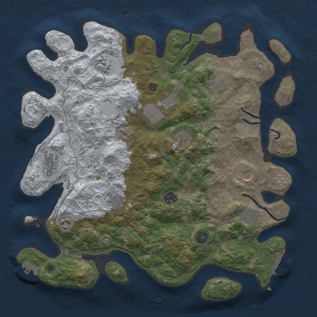 Rust Map: Procedural Map, Size: 4000, Seed: 1783963799, 20 Monuments