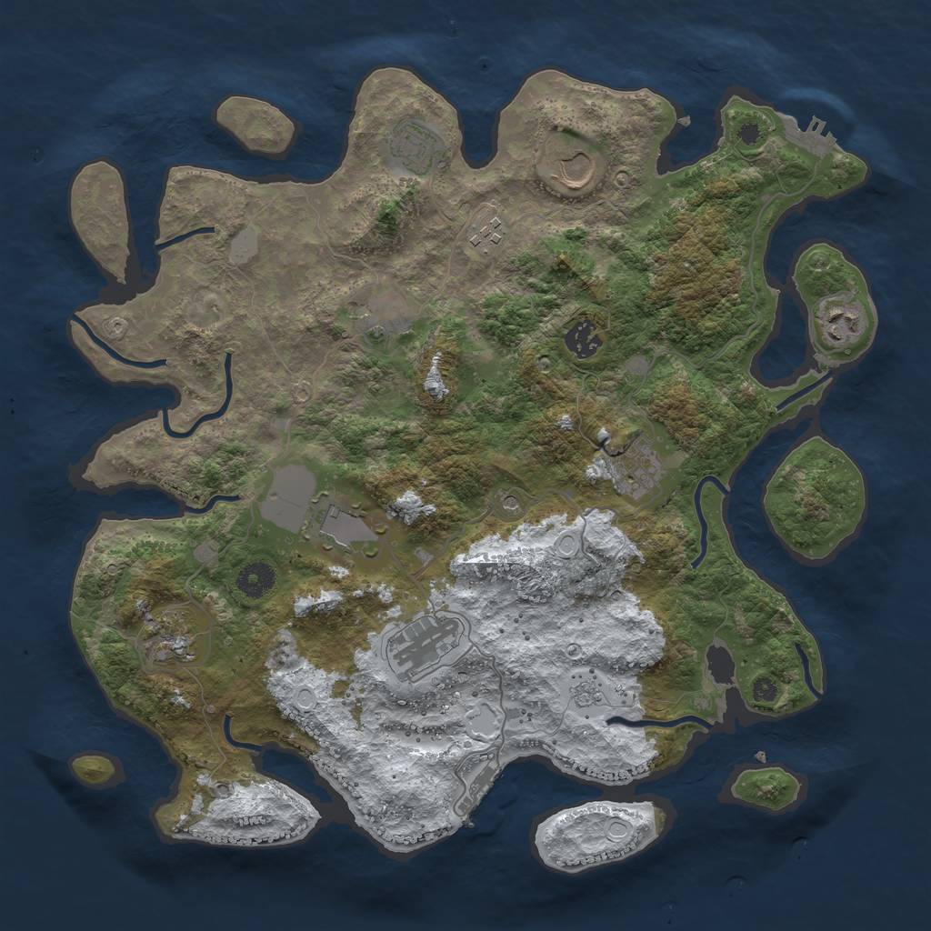 Rust Map: Procedural Map, Size: 3850, Seed: 1746003373, 19 Monuments