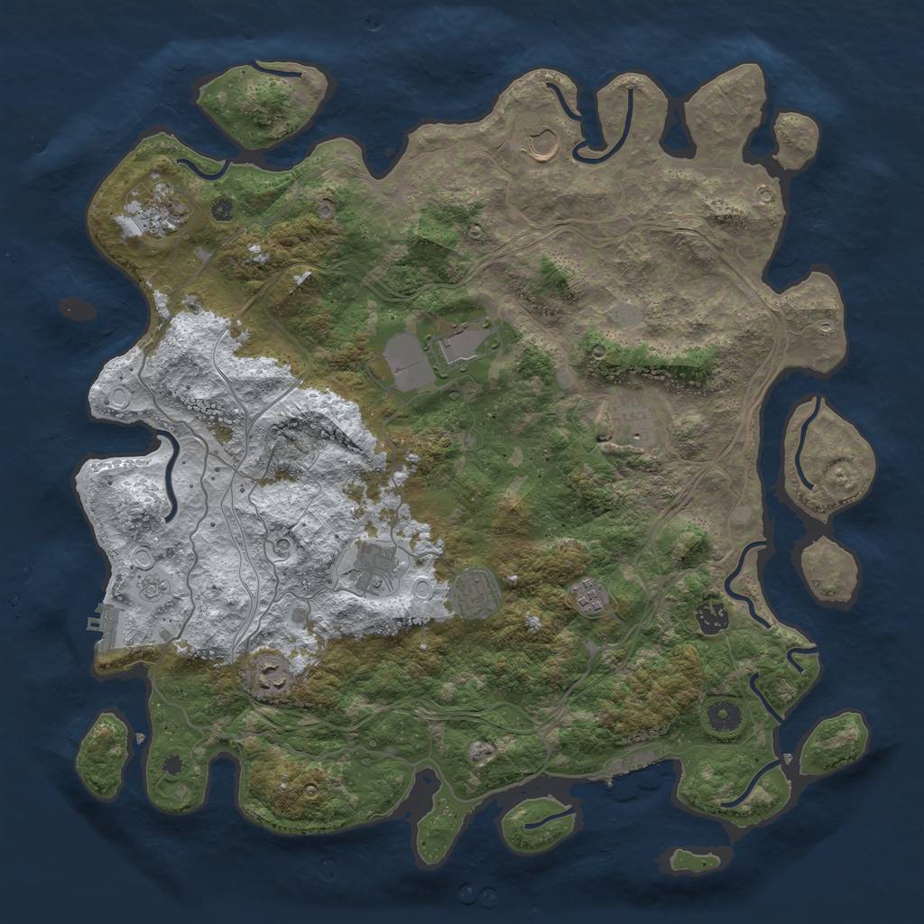 Rust Map: Procedural Map, Size: 4250, Seed: 741487, 18 Monuments