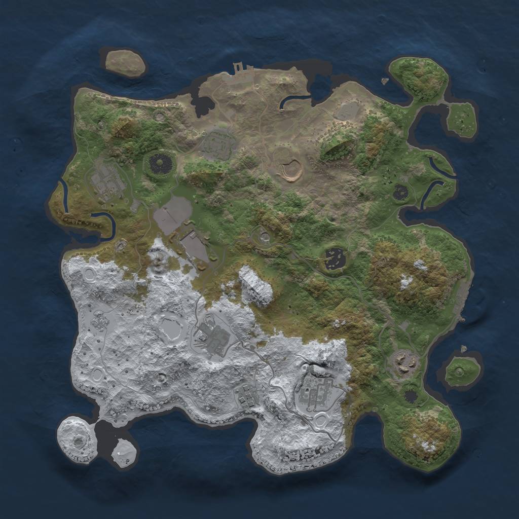 Rust Map: Procedural Map, Size: 3500, Seed: 67217679, 18 Monuments