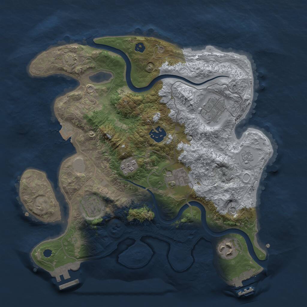 Rust Map: Procedural Map, Size: 3000, Seed: 739091479, 12 Monuments