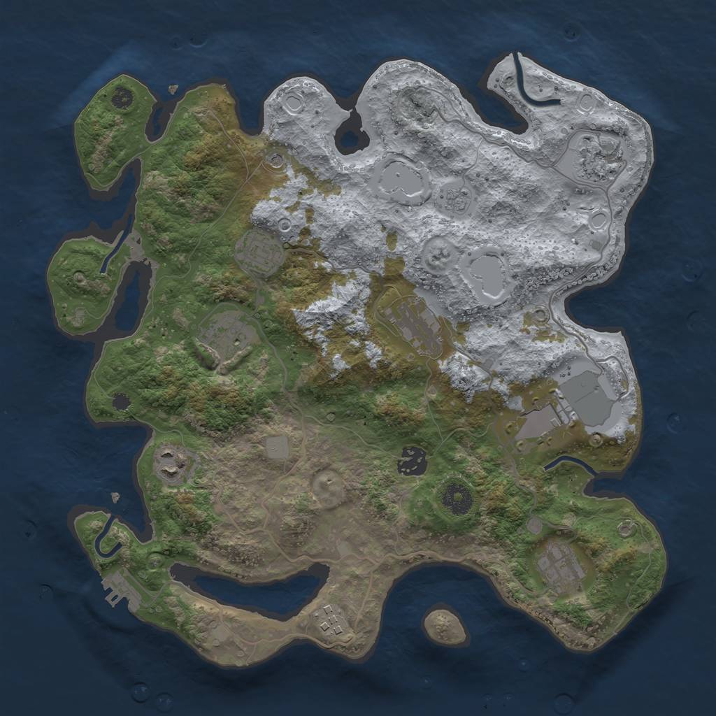 Rust Map: Procedural Map, Size: 3500, Seed: 914418539, 17 Monuments