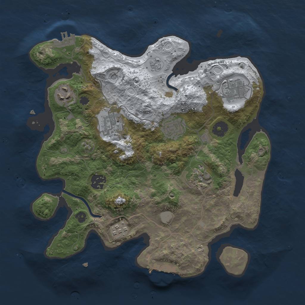 Rust Map: Procedural Map, Size: 3000, Seed: 517749552, 16 Monuments