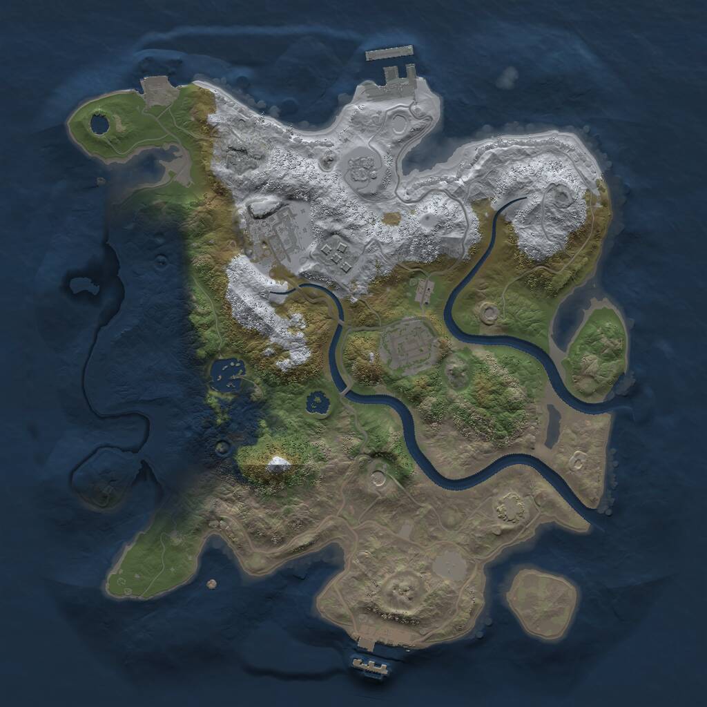 Rust Map: Procedural Map, Size: 3000, Seed: 517749552, 10 Monuments