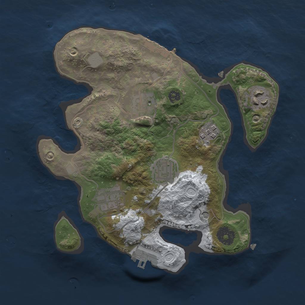 Rust Map: Procedural Map, Size: 2500, Seed: 122593305, 13 Monuments