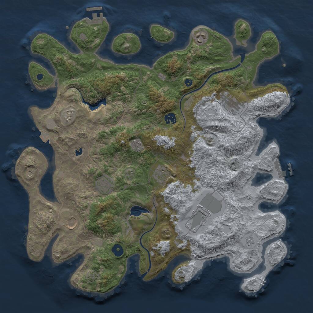 Rust Map: Procedural Map, Size: 4000, Seed: 51522, 14 Monuments