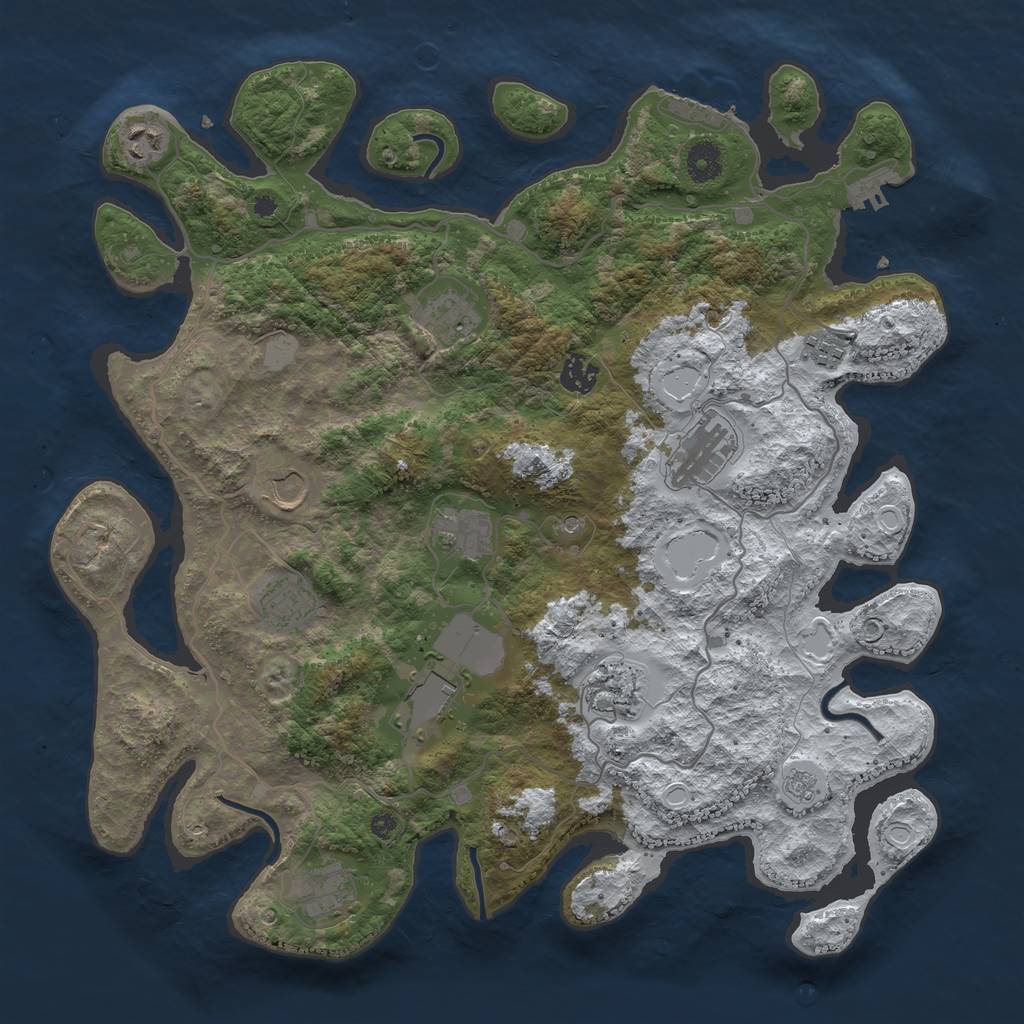 Rust Map: Procedural Map, Size: 4000, Seed: 51522, 20 Monuments