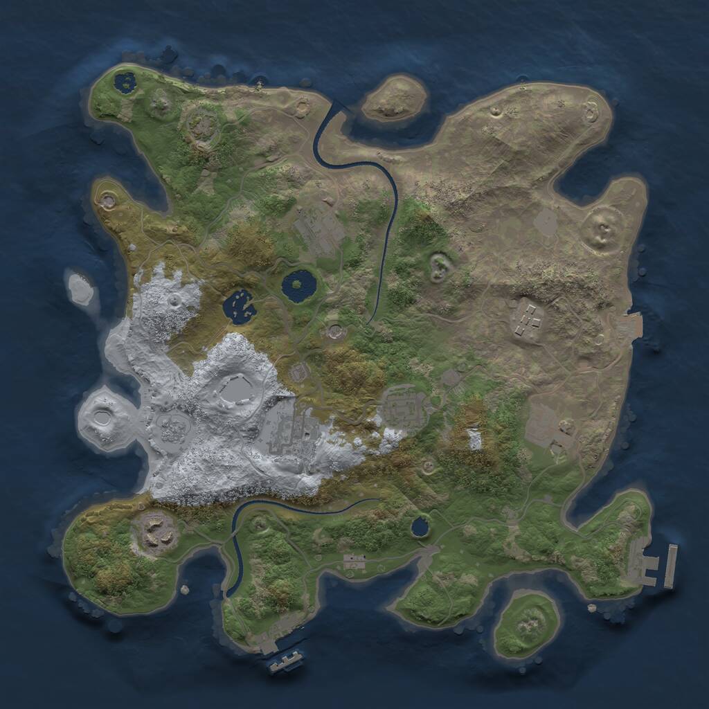 Rust Map: Procedural Map, Size: 3250, Seed: 587741836, 13 Monuments