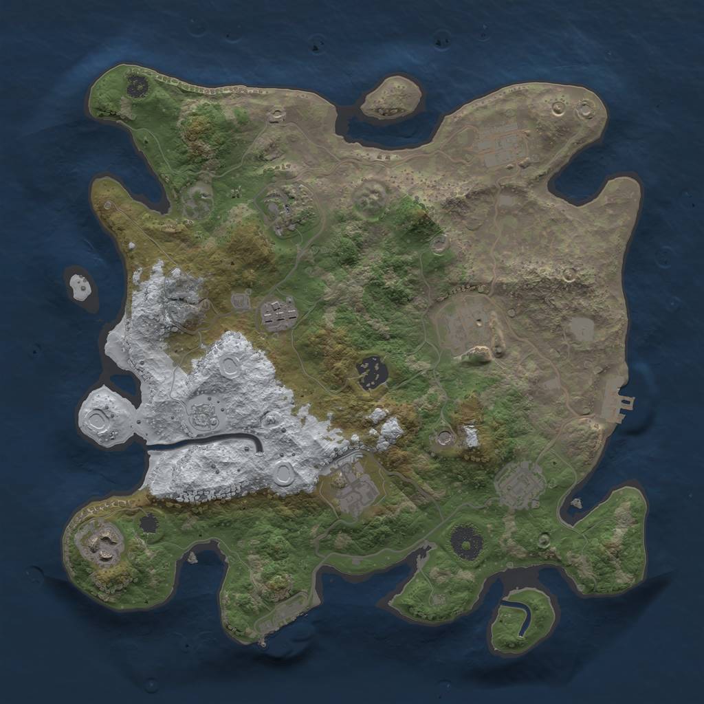 Rust Map: Procedural Map, Size: 3250, Seed: 587741836, 17 Monuments