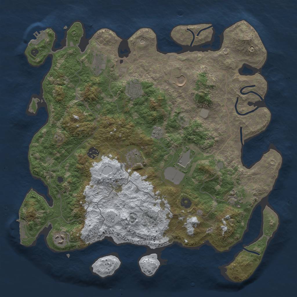 Rust Map: Procedural Map, Size: 4000, Seed: 442, 18 Monuments