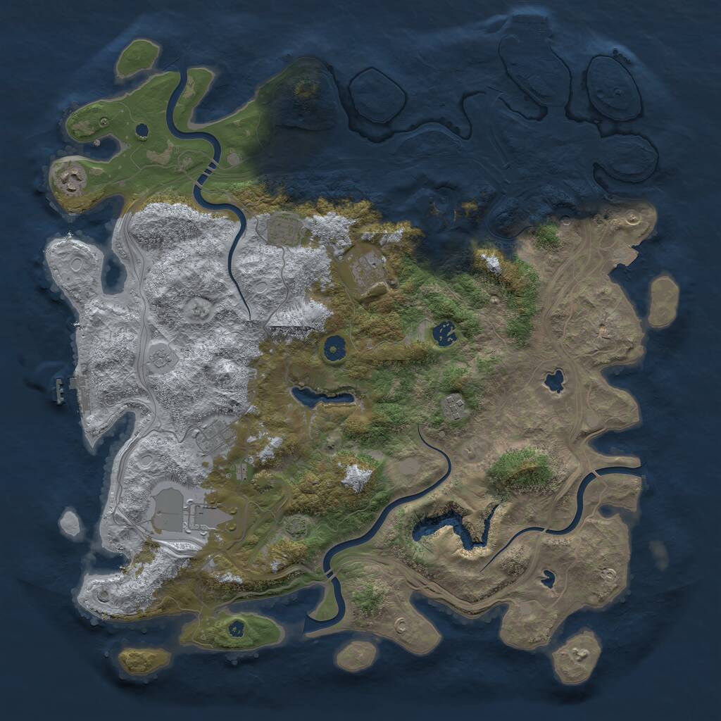 Rust Map: Procedural Map, Size: 4500, Seed: 85473683, 13 Monuments