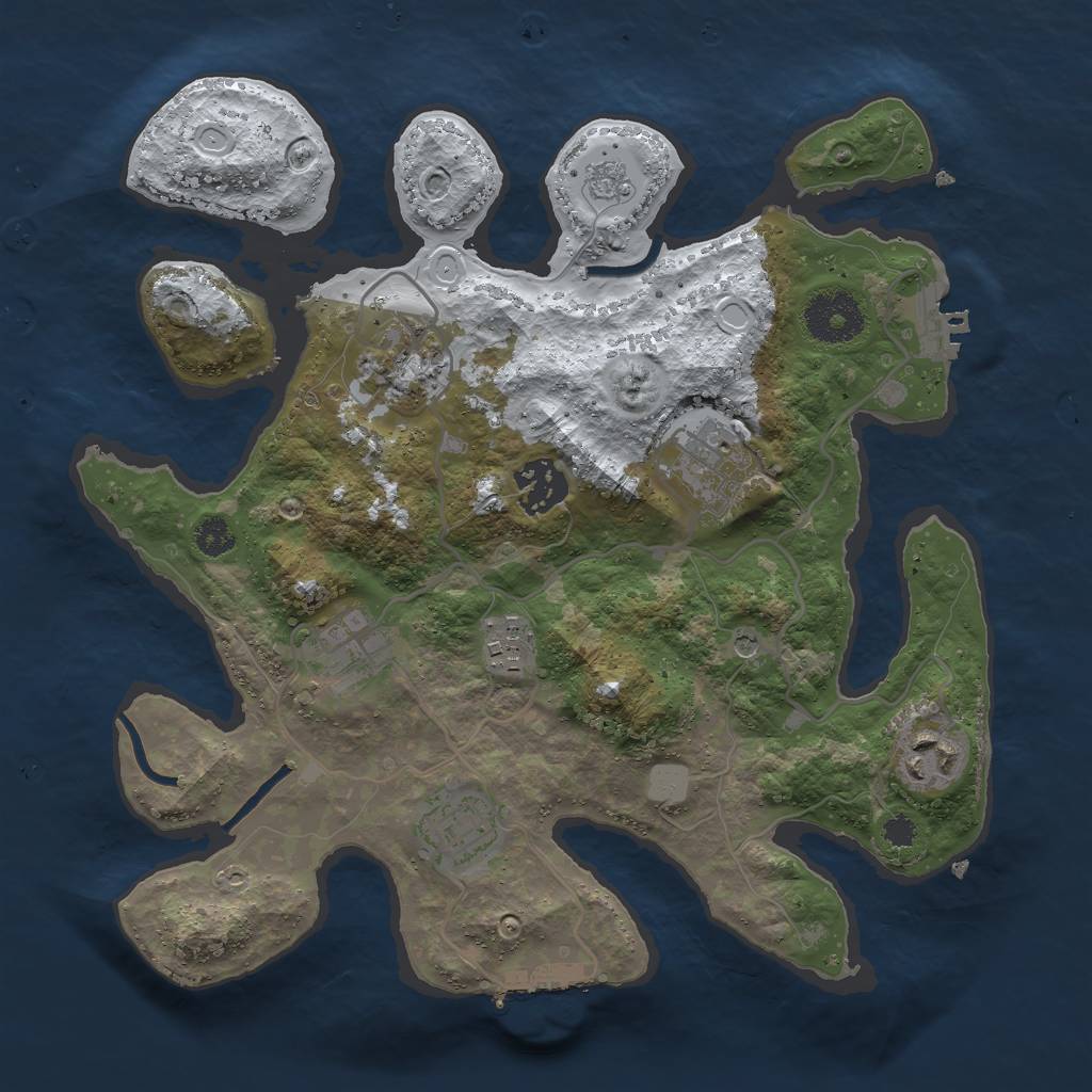 Rust Map: Procedural Map, Size: 3000, Seed: 1948154530, 16 Monuments