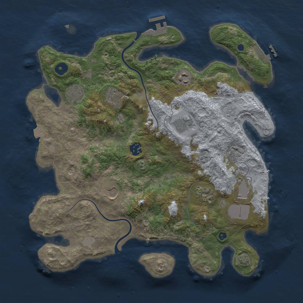 Rust Map: Procedural Map, Size: 3700, Seed: 1654592107, 15 Monuments
