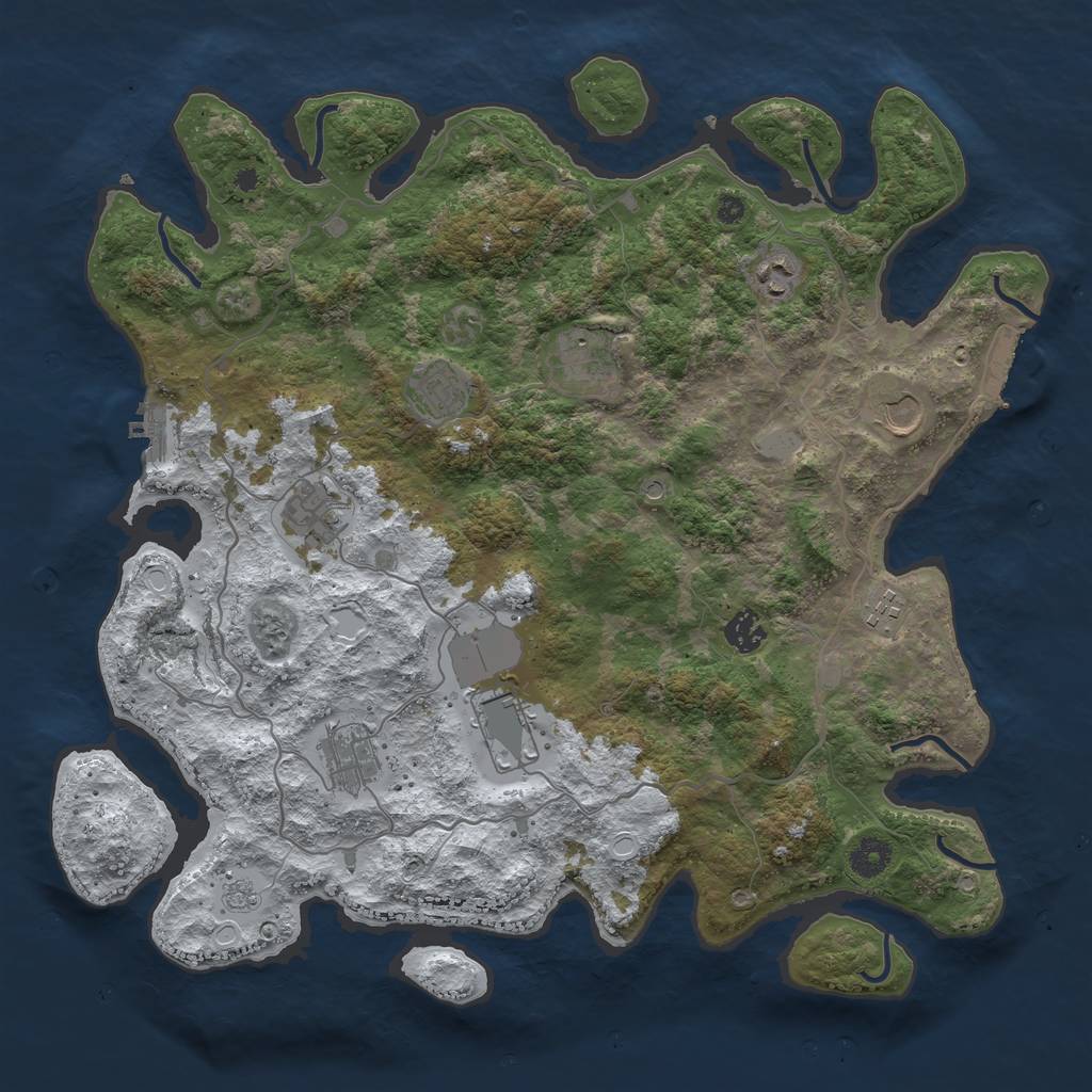 Rust Map: Procedural Map, Size: 4000, Seed: 739844750, 18 Monuments