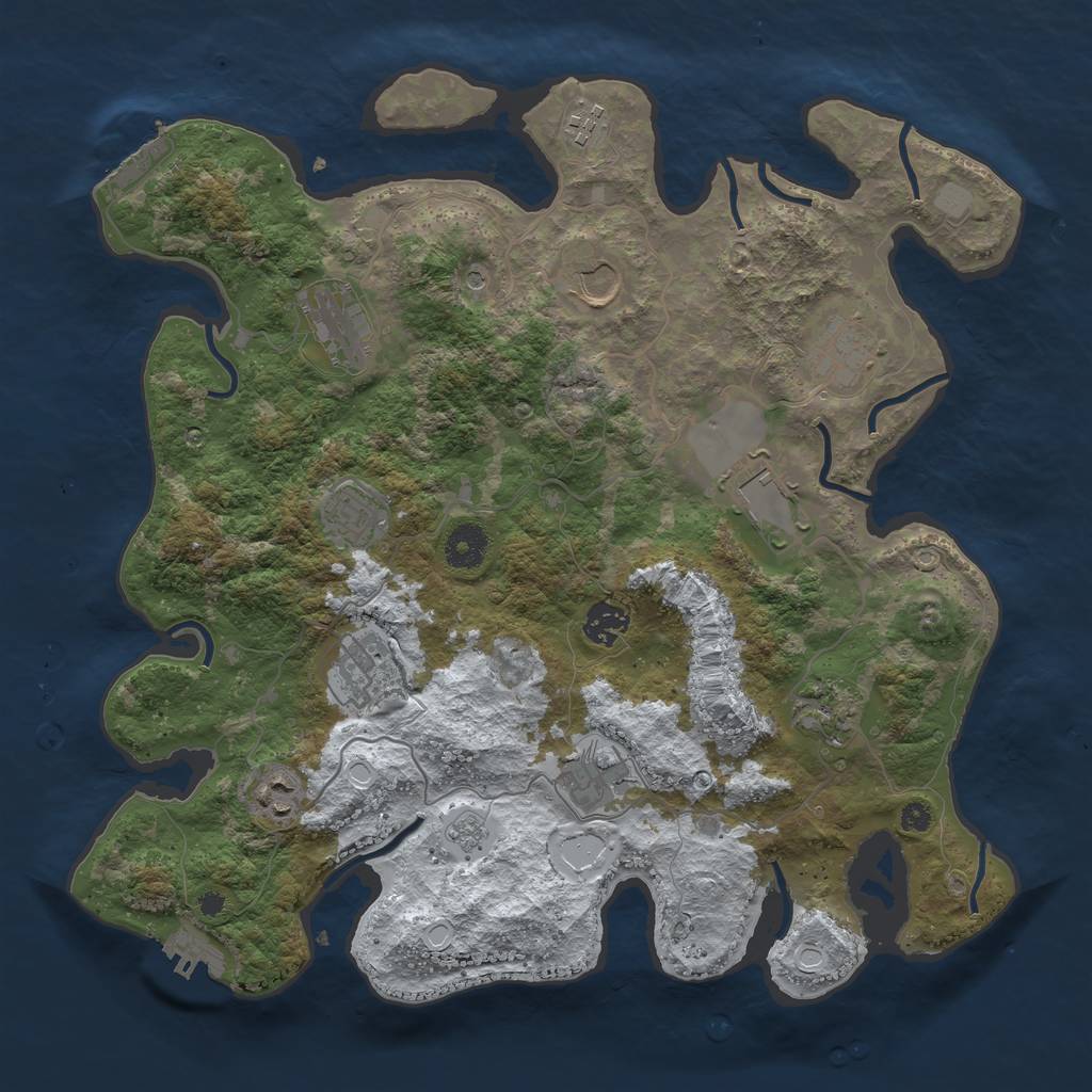 Rust Map: Procedural Map, Size: 3750, Seed: 8653737, 20 Monuments