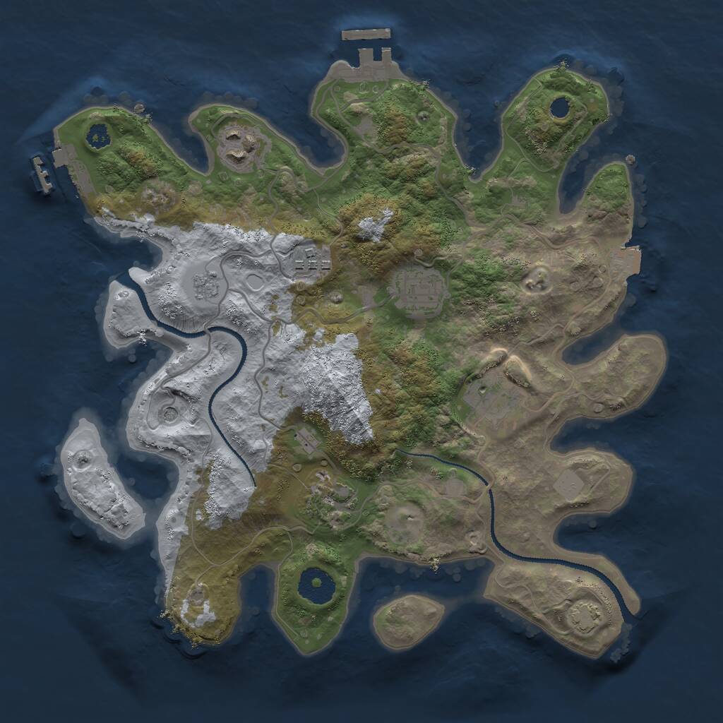 Rust Map: Procedural Map, Size: 3000, Seed: 1308049168, 11 Monuments
