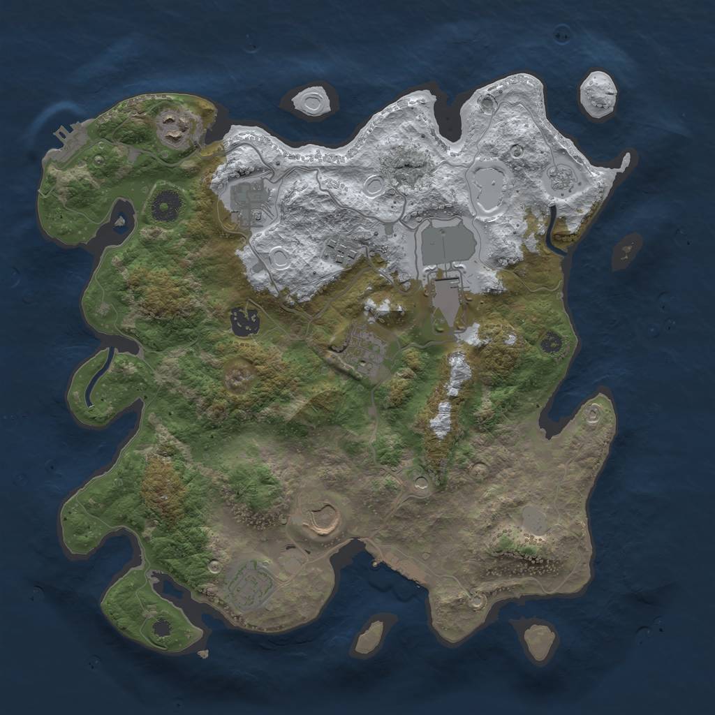 Rust Map: Procedural Map, Size: 3500, Seed: 499976975, 17 Monuments