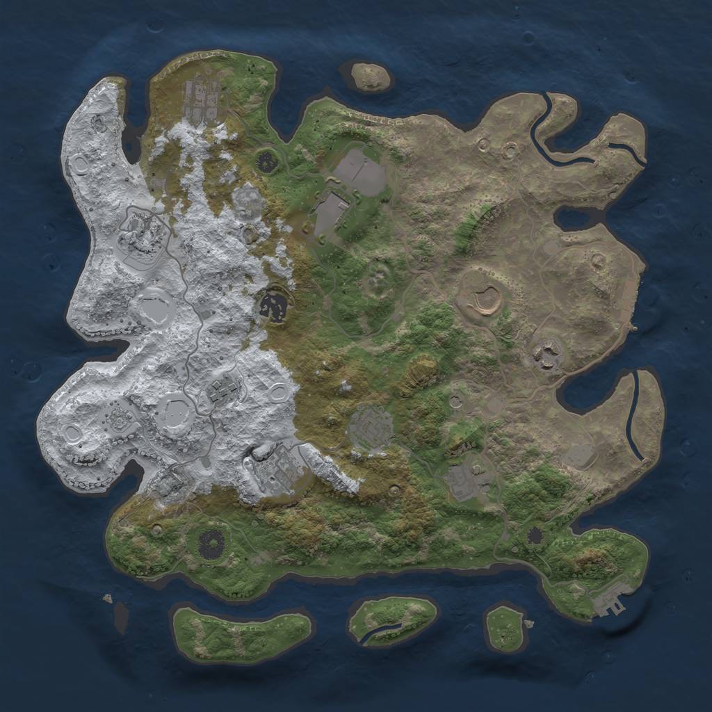 Rust Map: Procedural Map, Size: 3700, Seed: 379035602, 19 Monuments