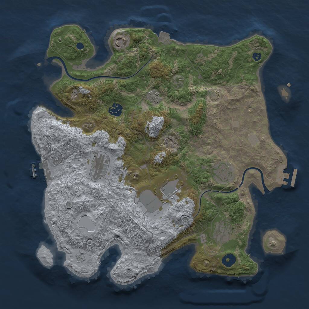 Rust Map: Procedural Map, Size: 3500, Seed: 24009839, 13 Monuments
