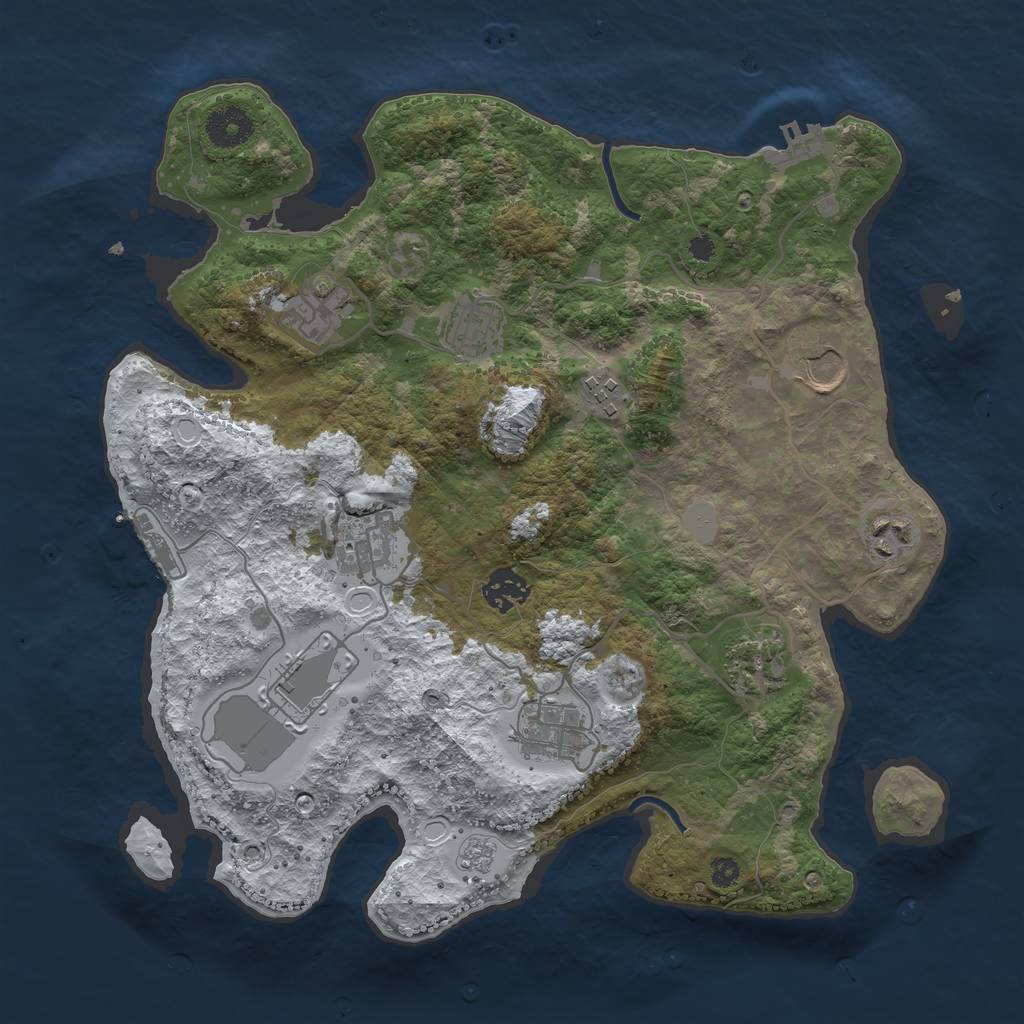 Rust Map: Procedural Map, Size: 3500, Seed: 24009839, 18 Monuments