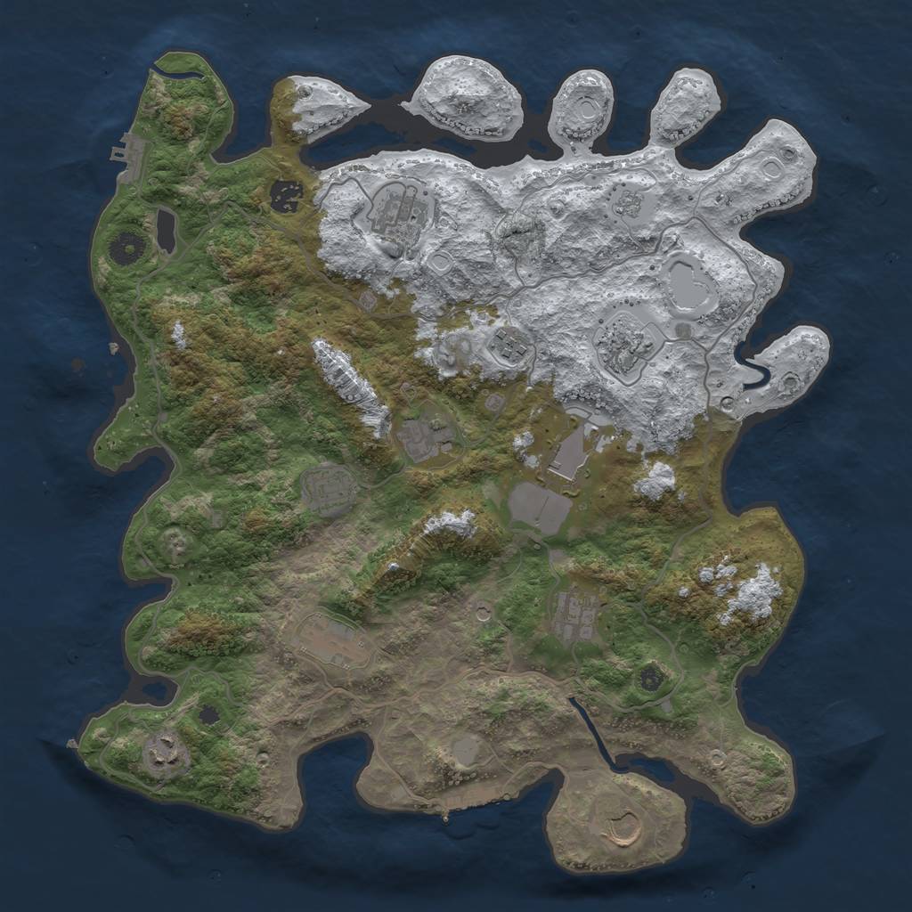 Rust Map: Procedural Map, Size: 4000, Seed: 1026454815, 20 Monuments