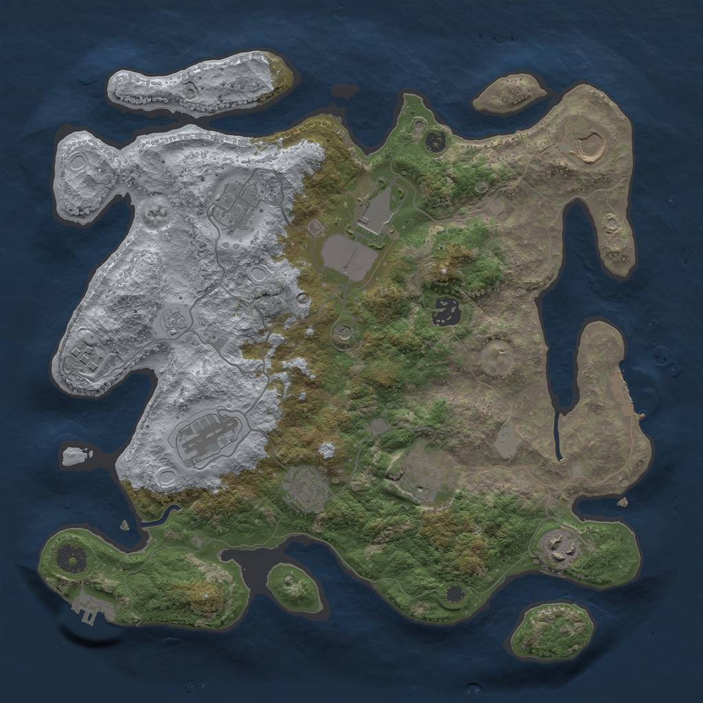 Rust Map: Procedural Map, Size: 3500, Seed: 1783963799, 18 Monuments