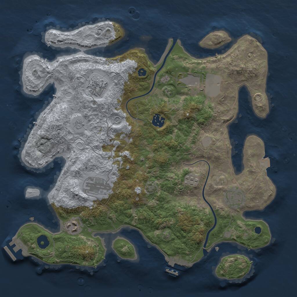 Rust Map: Procedural Map, Size: 3500, Seed: 1783963799, 13 Monuments