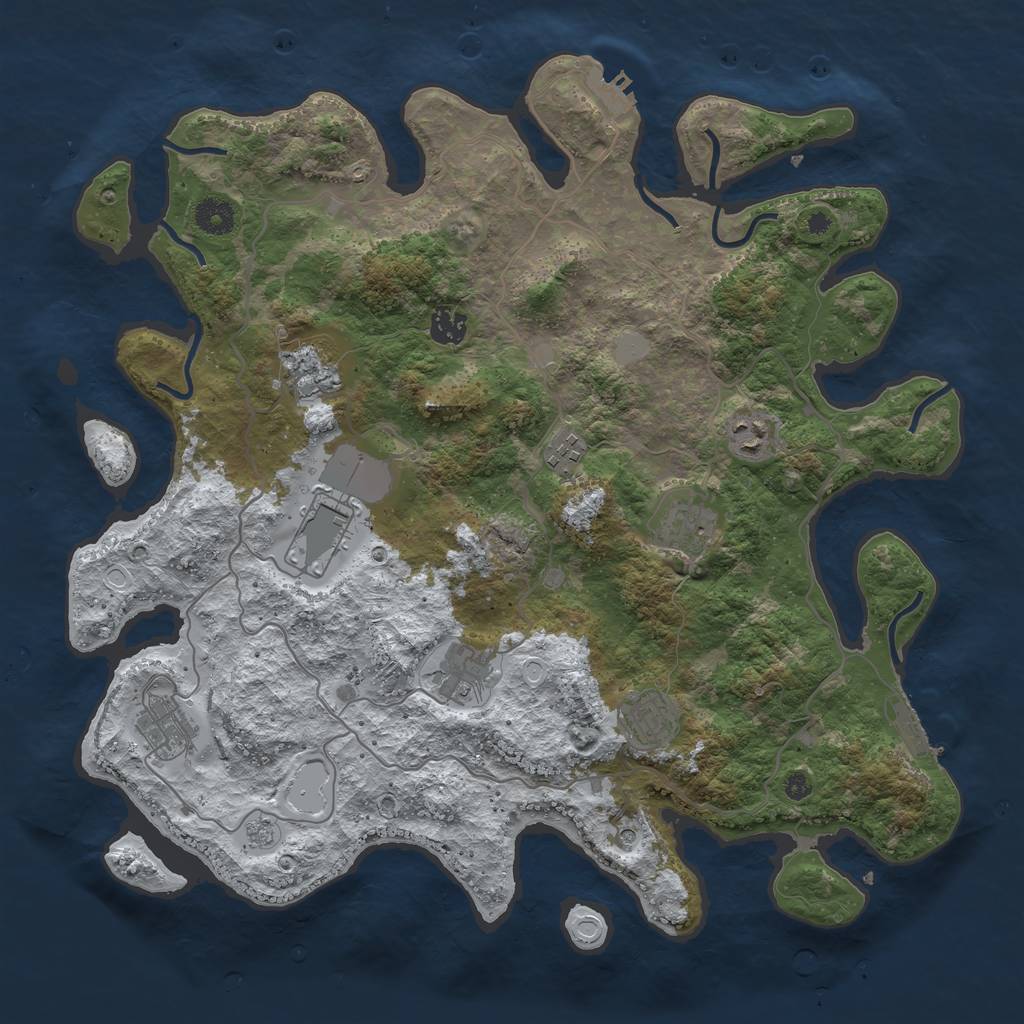 Rust Map: Procedural Map, Size: 4000, Seed: 1058356621, 18 Monuments