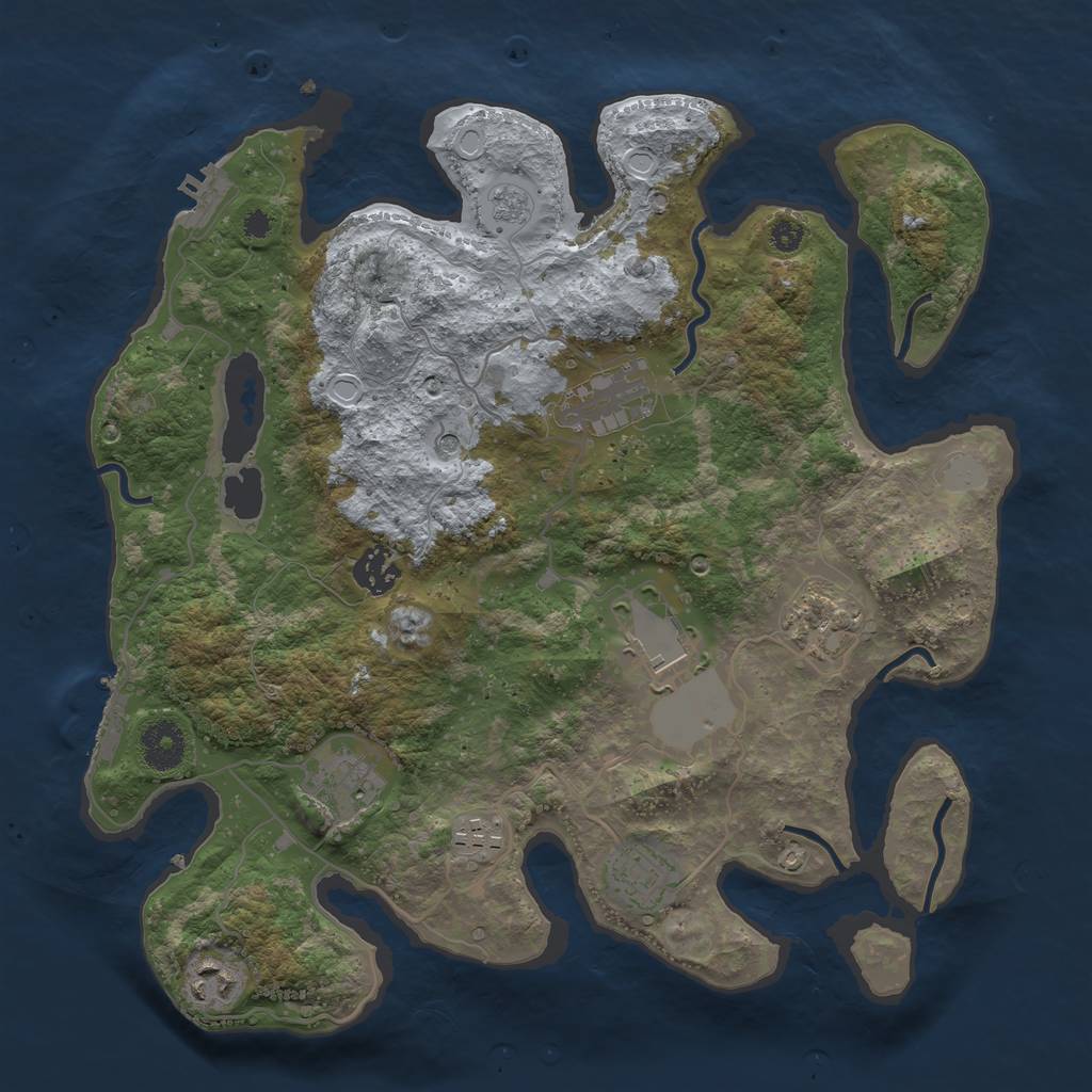 Rust Map: Procedural Map, Size: 3500, Seed: 94435, 17 Monuments