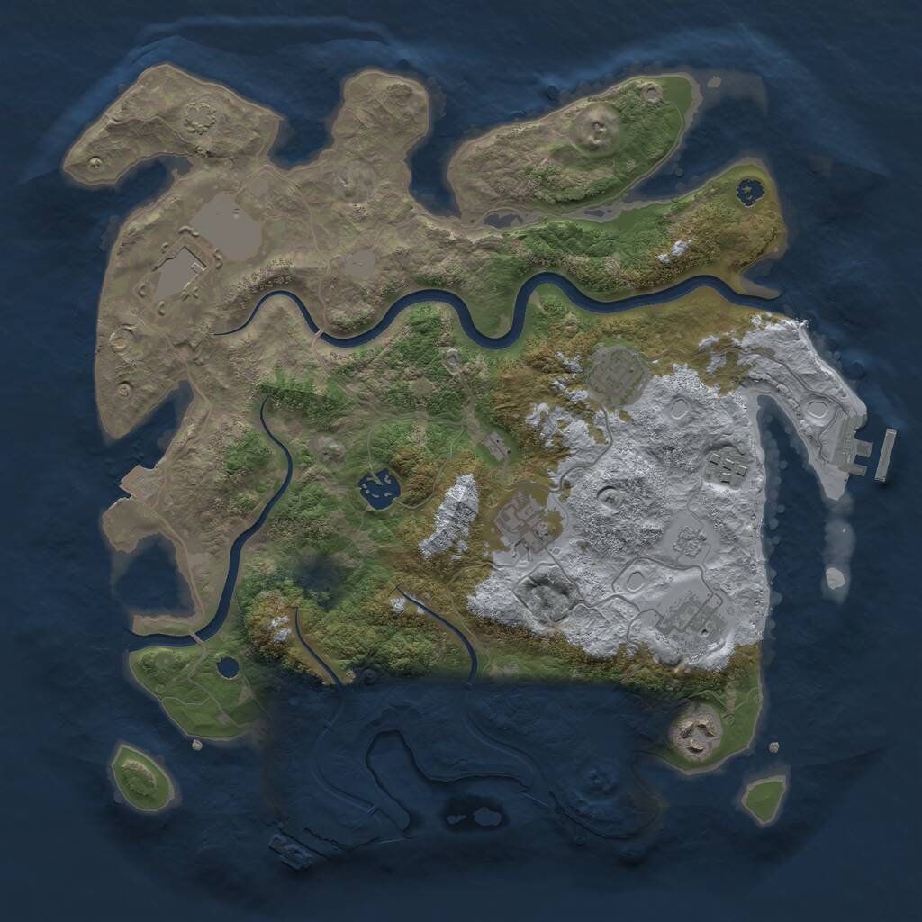 Rust Map: Procedural Map, Size: 3550, Seed: 59, 12 Monuments