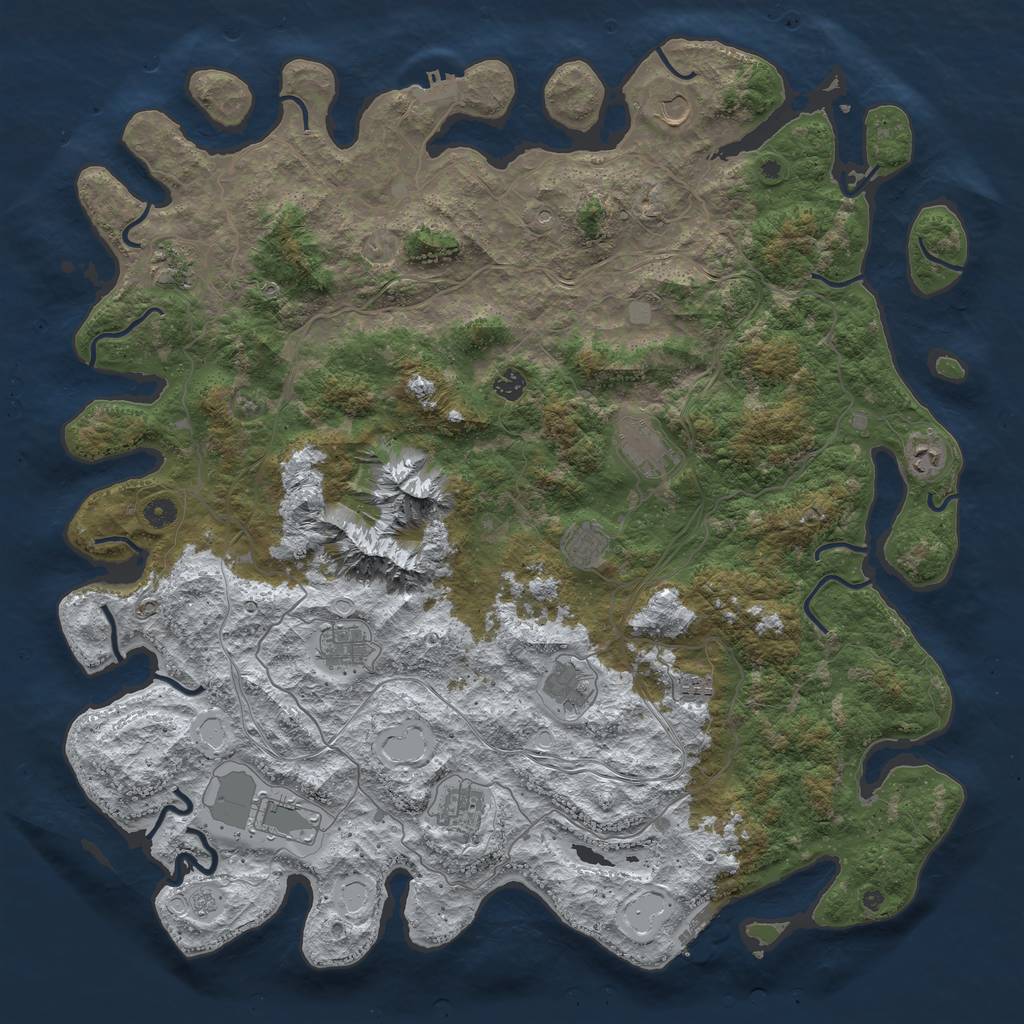 Rust Map: Procedural Map, Size: 5000, Seed: 727456709, 20 Monuments