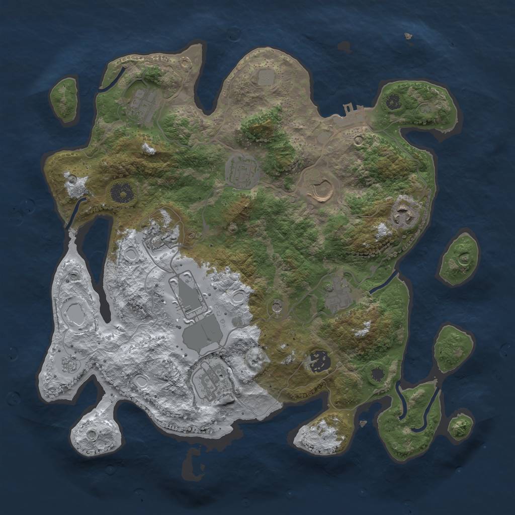 Rust Map: Procedural Map, Size: 3500, Seed: 45353199, 17 Monuments