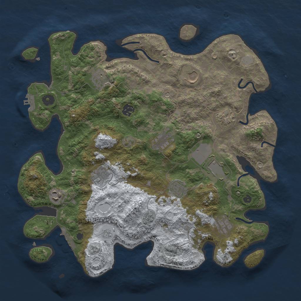 Rust Map: Procedural Map, Size: 3850, Seed: 354558651, 20 Monuments