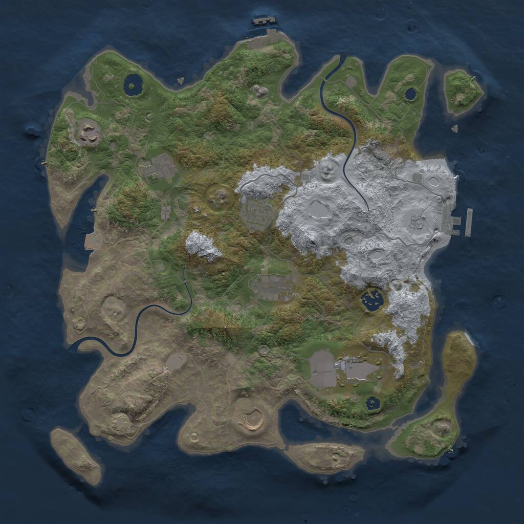 Rust Map: Procedural Map, Size: 3750, Seed: 94189184, 13 Monuments