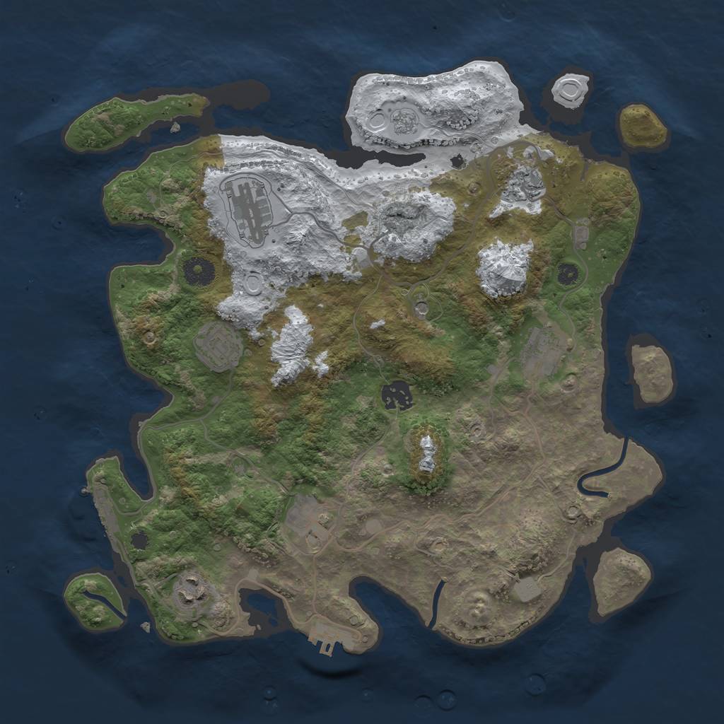 Rust Map: Procedural Map, Size: 3499, Seed: 232660029, 16 Monuments