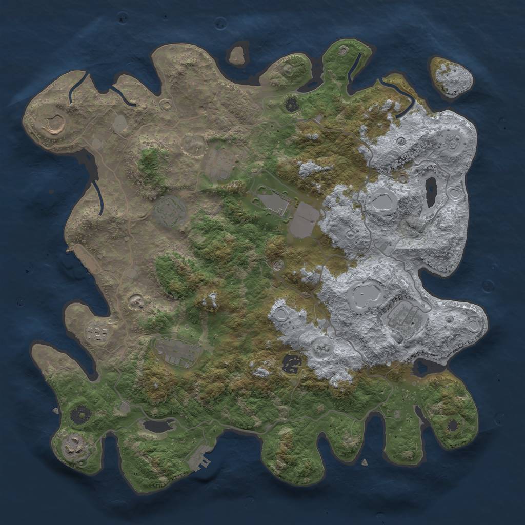 Rust Map: Procedural Map, Size: 4000, Seed: 1189903754, 18 Monuments