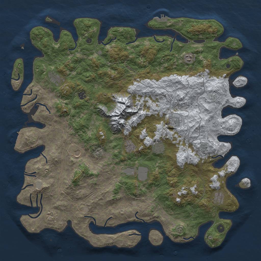 Rust Map: Procedural Map, Size: 5000, Seed: 596896395, 20 Monuments