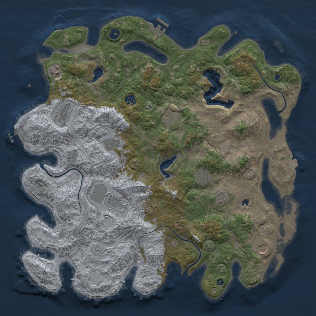 Rust Map: Procedural Map, Size: 4500, Seed: 1829533218, 16 Monuments