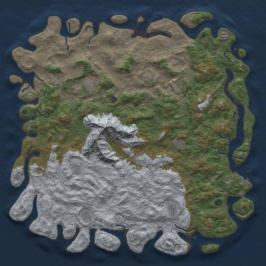 Rust Map: Procedural Map, Size: 6000, Seed: 58963214, 20 Monuments
