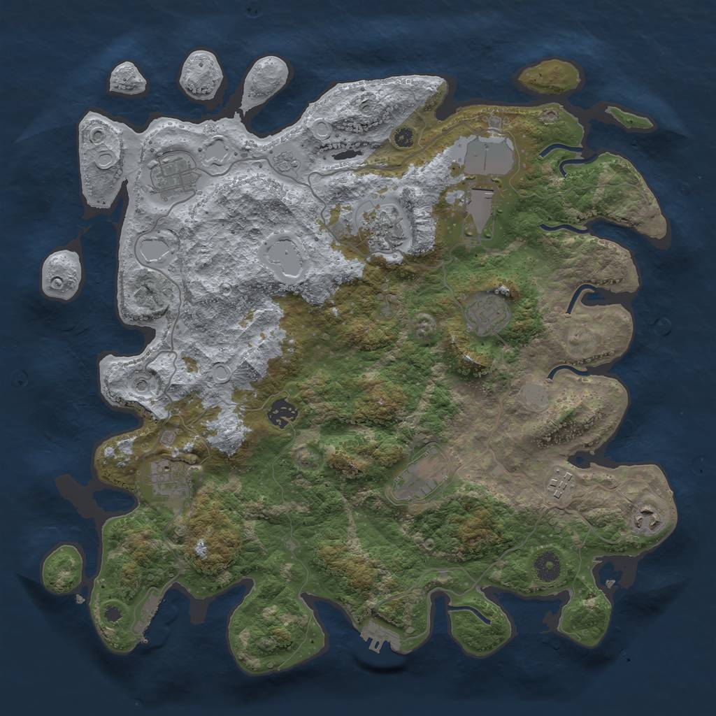 Rust Map: Procedural Map, Size: 3850, Seed: 2014227444, 18 Monuments