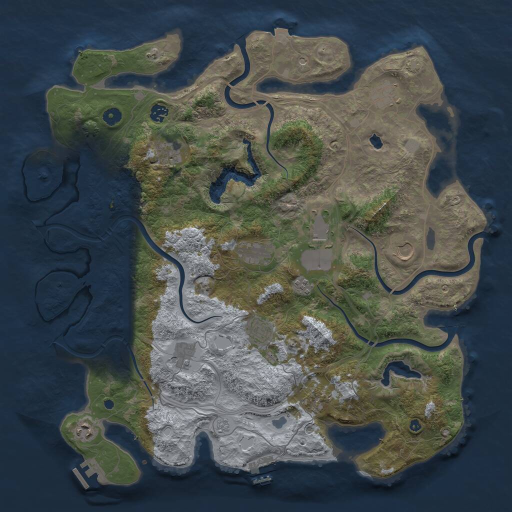 Rust Map: Procedural Map, Size: 4350, Seed: 885042396, 17 Monuments