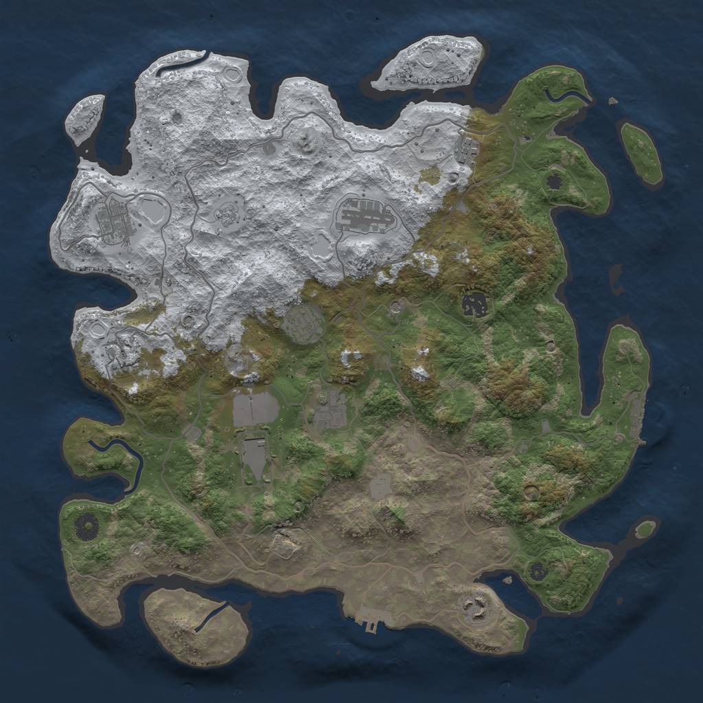 Rust Map: Procedural Map, Size: 4000, Seed: 153304228, 18 Monuments