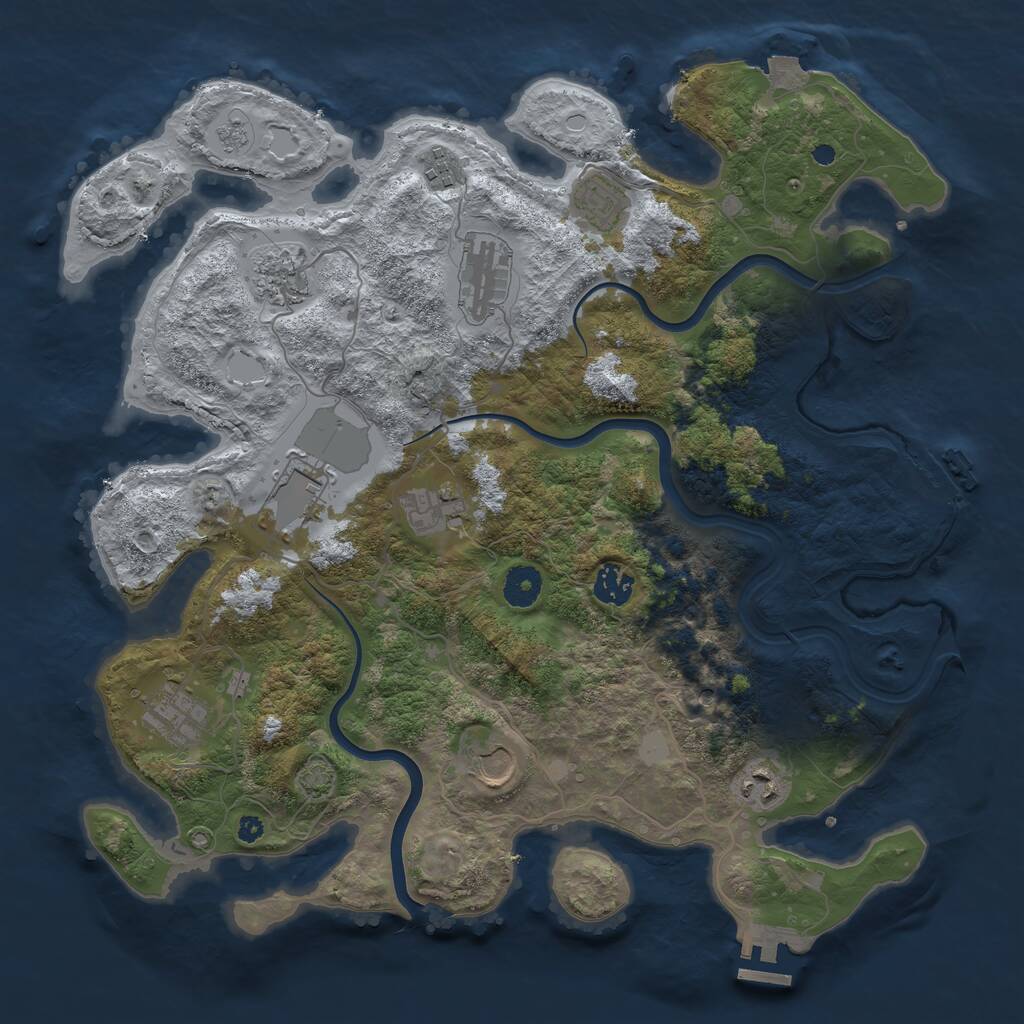 Rust Map: Procedural Map, Size: 3850, Seed: 924241237, 16 Monuments