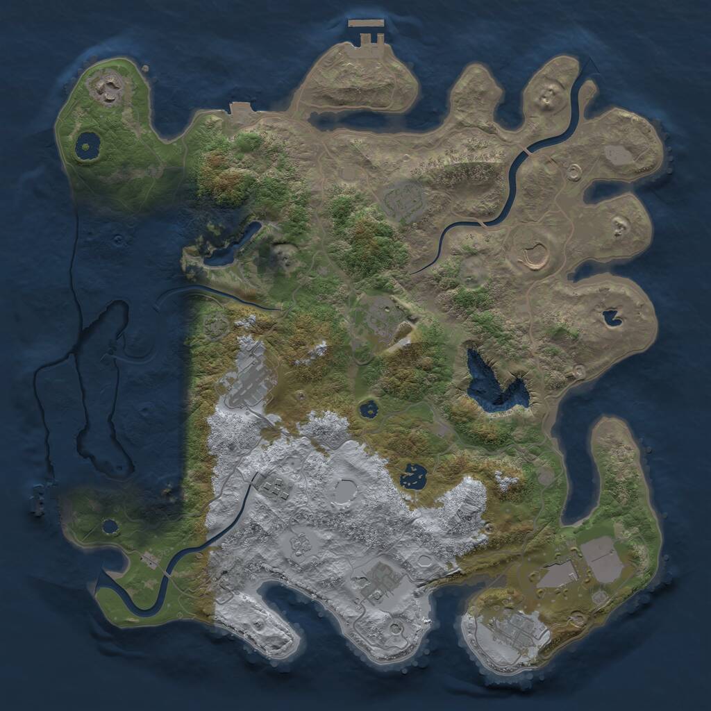Rust Map: Procedural Map, Size: 4000, Seed: 1053903173, 16 Monuments